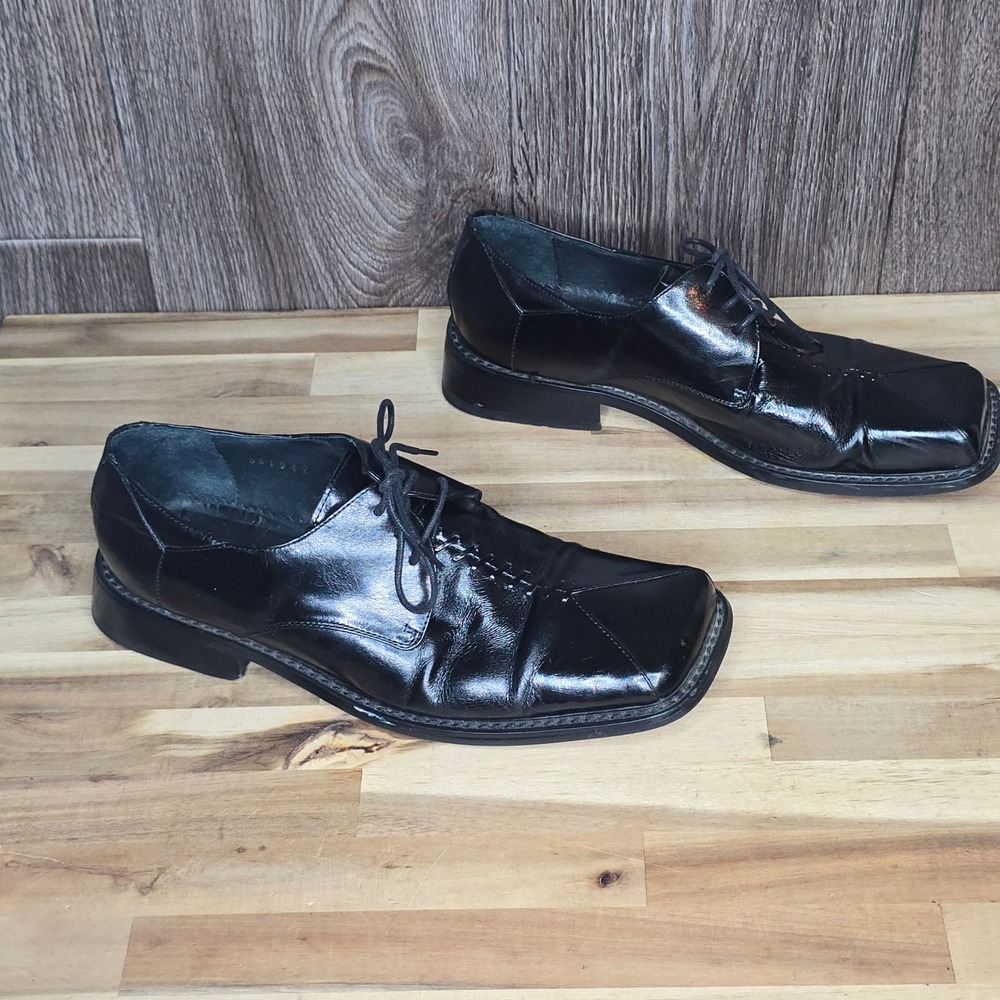 Giorgio V Italian Black Leather Square Toe Oxfords Dress Shoes Men's 8.5 M